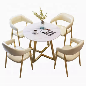 Juego de mesa de centro de mármol artificial blanco moderno de estilo nórdico con 4 <span class=keywords><strong>sillas</strong></span> económicas Solución de comedor duradera <span class=keywords><strong>para</strong></span> uso en Cafetería - Product Image 6