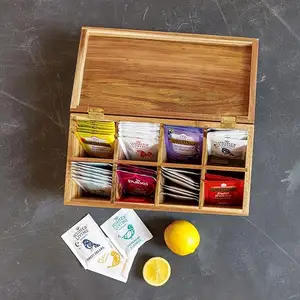 Sustainable and portable Tea Organizer solid wood Tea Box Gorgeous Wooden Tea Box