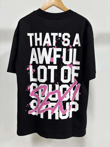 Nuova T-shirt da uomo personalizzata in 100% cotone con stampa 'That's a Awful Lot of Cough Syrup' - Abbigliamento streetwear personalizzato per produttori - Product Image 3