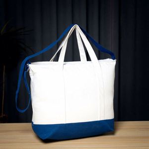 Eco-Friendly Reusable <b>Canvas</b> <b>Tote</b> Bag with External Pocket Letter Pattern Customizable Color & Design for Grocery Shopping - Product Image 1