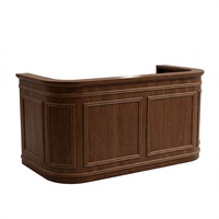 Comptoir de réception classique en bois massif avec façade en placage de bois et rebord d'intimité, largeur personnalisable pour hall d'hôtel, bureau, clinique