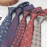 Herren 7cm Chinesische Vintage Blumen-Jacquard-Krawatte Retro Pflanzen- und Federmuster Formelle Krawatte für Hochzeit, Business und Anzüge