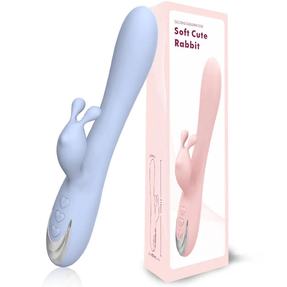 Pengisi daya biru isi ulang USB Lesbian desain baru 2023 Vibrator kelinci merah muda potongan lembut Dildo g-spot