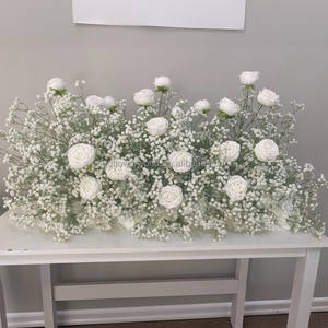 Décor de mariage de haute qualité blanc Rose fleur coureur vraie touche fleur artificielle allée pour fête route cérémonie de mariage élégant - Product Image 4