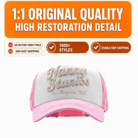Casquettes G5 personnalisées avec logo brodé 3D, en daim, à large bord, doublure satinée, bord incurvé, strass noirs, casquettes de camionneur DH, casquettes Beard