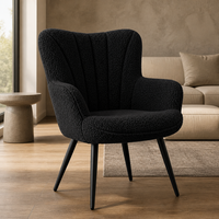 Fauteuil de salle à manger moderne Yaheetech en tissu bouclé avec dossier haut, couleur ivoire, mobilier pour la maison