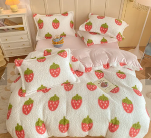 Juego de ropa de cama gruesa de lana de leche, juego de cuatro piezas de edredón de lana de coral, Farais, Sábana polar de <span class=keywords><strong>doble</strong></span> <span class=keywords><strong>cara</strong></span> - Product Image 5