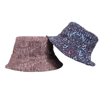 Topi Bucket Kasual Katun Empat Musim Harga Terjangkau, Motif Daun Bunga, untuk Dewasa Unisex, Cocok untuk Memancing/Bersepeda