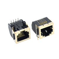 Conector de red RJ45 blindado de ángulo recto Hongsheng, hembra, 5 m, conector modular, ABS, rectangular, PCB, IP20