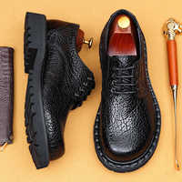 Chaussures en cuir pour hommes, chaussures habillées, chaussures décontractées pour hommes, chaussures antidérapantes à semelle épaisse, cuir gaufré, chaussures personnalisées pour un usage quotidien en extérieur