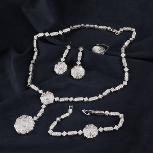 RAKOL SP400 Bijoutier Chinois De Luxe Brillant Zircon Rond Pendentif Collier Bijoux Deux Pièces Ensemble pour Femmes - Product Image 4