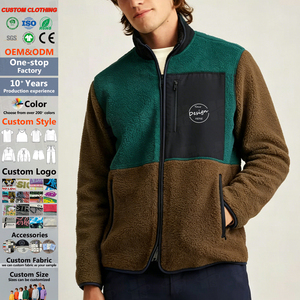 Chaqueta de Forro Polar Sherpa para Hombre, de Alta Calidad, con Bloques de Color, Cierre de Cremallera y Bolsillos, para Pedidos al por Mayor OEM - Product Image 1
