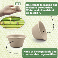 Tasses à soufflé jetables en portion compostable de 2oz Tasses à condiments biodégradables Tasses à portion d'échantillon en fibre de bagasse