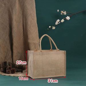 Laminated Jute & Burlap Tote Bag - Sturdy & Stylish for Shopping, Travel & Storage - Product Image 4