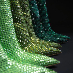 Bottes à talons aiguilles sexy pour femme, personnalisées, avec strass, pour mollets larges, collection 2026 - Product Image 2