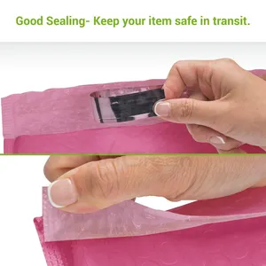 WiiGreen-Sac postal à bulles en polyéthylène rose léger de 2.0mm d'épaisseur, auto-adhésif, étanche et indéchirable, pour supermarché - Product Image 5