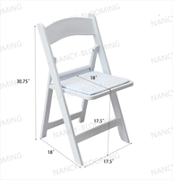 Chaises pliantes rembourrées en résine blanche pour événements extérieurs, location, fêtes, empilables