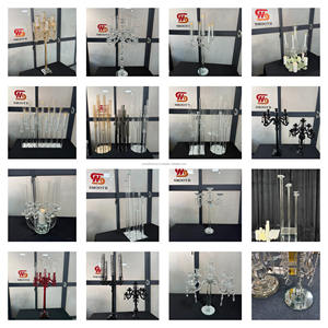 Accessoires de décoration de mariage très vendus, bougeoirs en cristal transparent dorés, ornements de bougeoirs, décorations d'événements - Product Image 6