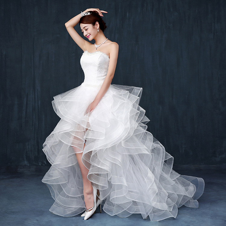 Front Short and Long Back Wedding Dresses Elegant Stylish