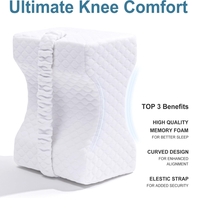 Oreiller de genou ergonomique en mousse à mémoire de forme en bambou avec sangle élastique double conception concave pour l'alignement de la colonne vertébrale Confort du sommeil (lavable)