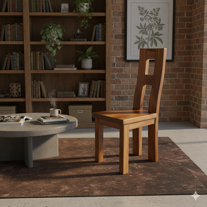 Silla de comedor de madera maciza de suar con respaldo artístico en forma de H, hecha a mano para mayor resistencia, belleza natural e interiores de comedor modernos. - Product Image 4