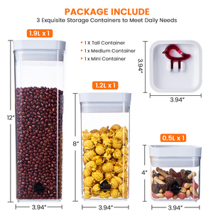 3 cái kín bếp thực phẩm <span class=keywords><strong>container</strong></span> nhỏ cà phê ngũ cốc đường kín thực phẩm lưu trữ <span class=keywords><strong>Container</strong></span> có nắp đậy cho bảo quản thực phẩm - Product Image 2