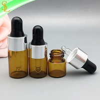 Mini flacons compte-gouttes portables en verre transparent 1ml 2ml 3ml 5ml, flacons carrés ambrés avec bouchons compte-gouttes métalliques