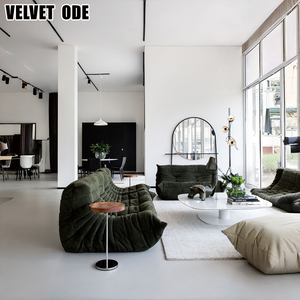 Indispensable : Chaise longue Caterpillar en tissu froissé, forme emblématique chic parisienne, idéale pour mur <span class=keywords><strong>de</strong></span> photos, inspirée du style To-go - Product Image 5