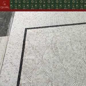 Mosaico de Mármol Blanco GOLDKING con Patrón de Concha y Triángulos Dorados, Montado en Malla, Suministro Directo de Fábrica, Alta Producción - Product Image 3