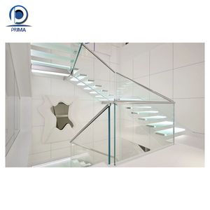 Optima nổi thẳng cầu thang trung tâm cột sống cầu thang giữa Cầu Thang dầm với gỗ Tread và lan can kính không khung - Product Image 6