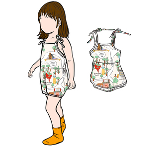 Combinaison à bretelles réglables Ga-18 pour petites filles, avec bordure imprimée personnalisée - Product Image 3