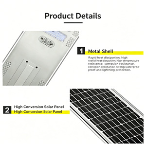 Lampadaires solaires 100W IP65 les plus vendus, nouveaux, avec détection radar intégrée, télécommande intelligente, éclairage d'ingénierie - Product Image 4