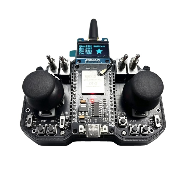 Customized ESP32 DIY Handheld RC Transmitter Open-Source Custom Joystick Remote Controller With OLED Display for Robot Drone