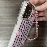 Coque de téléphone scintillante en TPU avec chaîne et motif papillon pour iPhone 18 17 16 15 14 13, coque arrière brillante pour Samsung A08 A18 A17 A07 A15 A05
