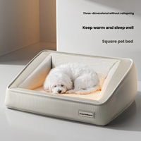 Coussin pour chien et chat, nid pour animaux de compagnie, carré, chaud, hiver, toutes saisons, en polaire, mousse à mémoire de forme, amovible, lavable, antidérapant, pour petits et moyens animaux