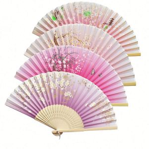 Vintage Style Chinese Japanese Pattern Art Craft Silk Folding <b>Hand</b> <b>Fan</b> for Home Decoration for Dance Ornaments Bamboo Crafts - Product Image 1