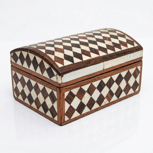 Oriental Wooden Jewelry Box Rectangular Storage Box with Geometric Pattern for Bedroom Decorative Use - Product Image 2