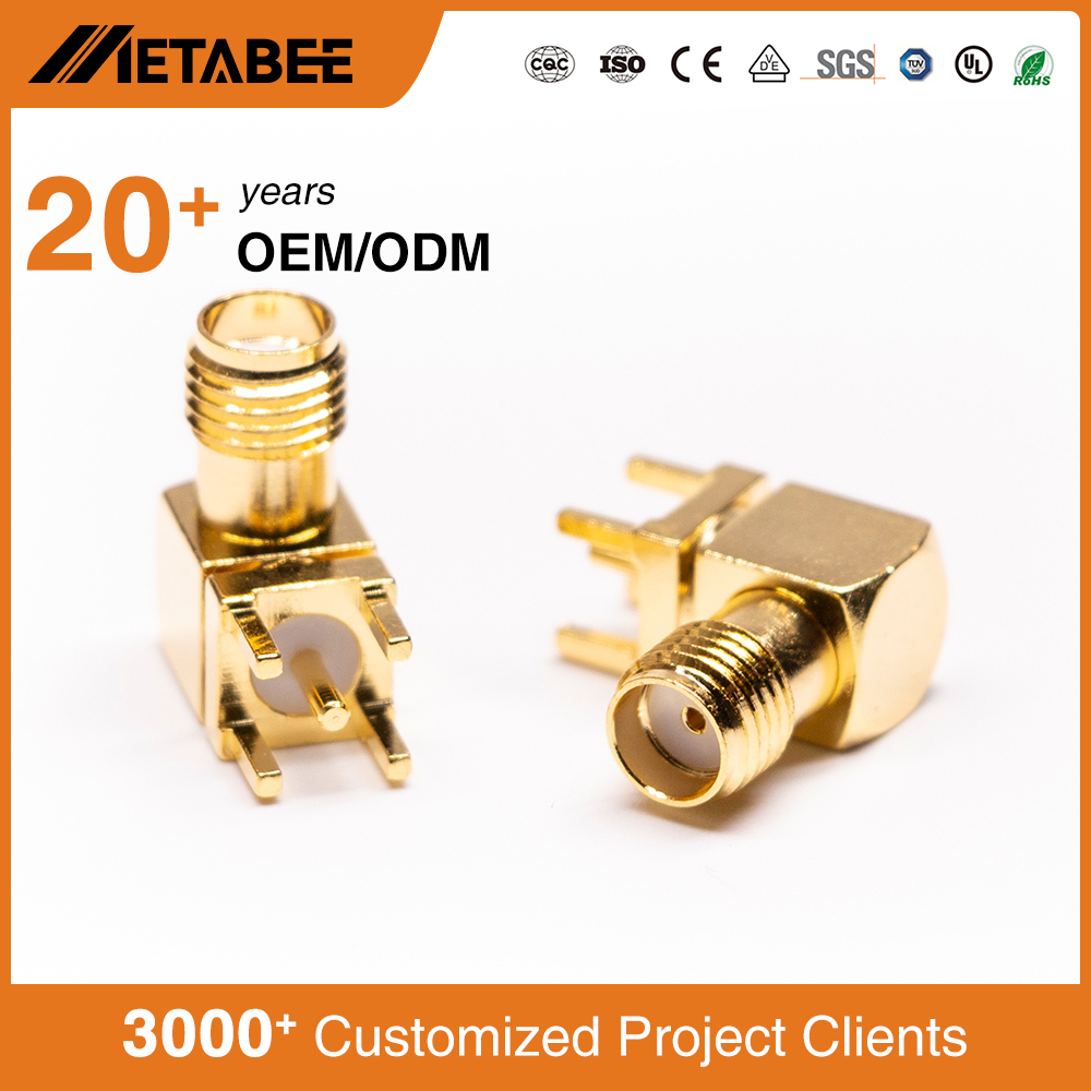 SMA Corner Jk PCB Sol 50 Ohms Cu RF