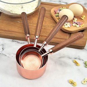 4-Piece Stainless Steel Gold Rose <strong>Liquid</strong> <strong>Measuring</strong> Cups and Spoon Set with Wooden Handle Eco-Friendly Home Kitchen <strong>Tool</strong> - Product Image 6