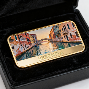 هدية تذكارية فاخرة للسفر مصنوعة حسب الطلب، سبيكة معدنية مطلية بالذهب مع طباعة بالأشعة فوق البنفسجية لمناظر طبيعية في البندقية، مناسبة كهدية أعمال فاخرة - Product Image 2