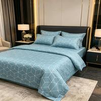 Vente en gros usine – Parure de lit Super King 100 % polyester 500TC style américain à rayures, avec taies d'oreiller, antistatique et durable