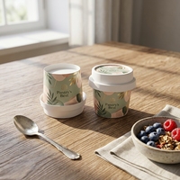 Gobelet à yaourt en gros de qualité alimentaire, design élégant, avec emplacement indépendant pour cuillère, pour l'emballage de marques laitières haut de gamme