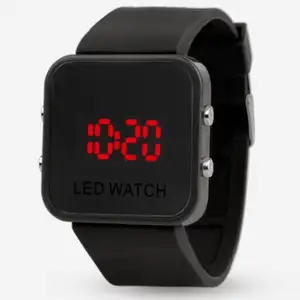 mirror LED flashing watch custom logo printed silicone LED wrist watch