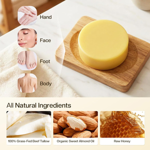 Özel Marka Otla Beslenmiş Sığır Yağı Sabunu Vücut Beyazlatıcı ve Nemlendirici Organik Bal İçeren - Product Image 1
