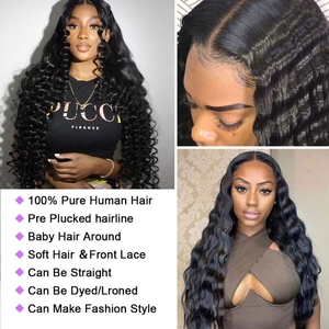 Peluca de Cabello Humano Virgen con Frente de Encaje HD de 30 Pulgadas, Ondulado Profundo, 13x6, Densidad 250, Cabello Humano Brasileño, Pre-Depilada - Product Image 5