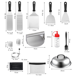 Kit <span class=keywords><strong>de</strong></span> accesorios para <span class=keywords><strong>plancha</strong></span> para Blackstone y Camp Chef, juego <span class=keywords><strong>de</strong></span> accesorios para parrilla plana con bolsa <span class=keywords><strong>de</strong></span> transporte, espátulas para parrilla <span class=keywords><strong>de</strong></span> barbacoa - Product Image 2