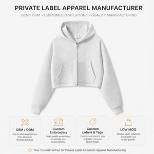 Sudadera con capucha premium con cremallera, color gris jaspeado, tela suave, corte moderno, bolsillo frontal tipo canguro, diseño de capucha ajustable - Product Image 3