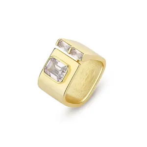 Высококачественные ювелирные украшения квадратной формы кольца 18K позолоченные открывающиеся 925 стерлингового серебра Циркон бриллиантовые обручальные кольца