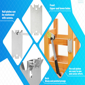 Metal Safety Nail Plate Galvanized Shelf Bracket Furniture <b>Hardware</b> Thickened Load Bearing Triangular Fixer 25 Mm Stainless - Product Image 1