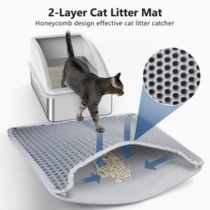 Bac à litière pour chat extra large en acier inoxydable avec côtés hauts, anti-fuite, non collant, ouverture supérieure, comprend un tapis et une pelle - Product Image 3